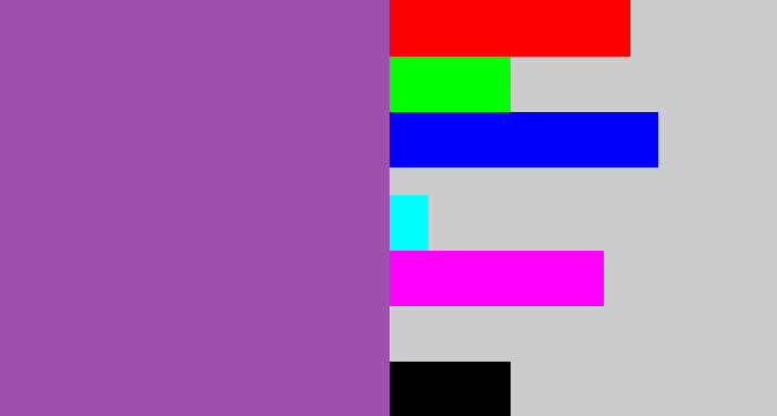 Hex color #9e4fb0 - purply