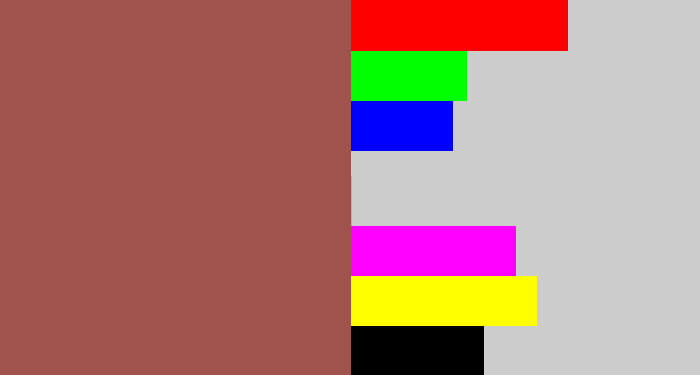 Hex color #9e544a - light maroon