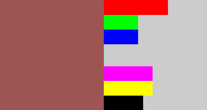 Hex color #9e5453 - light maroon