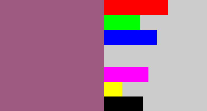 Hex color #9e5a81 - light plum