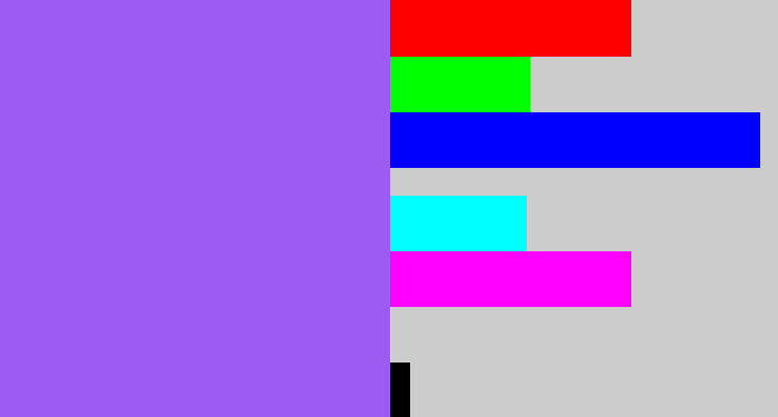 Hex color #9e5bf2 - lighter purple
