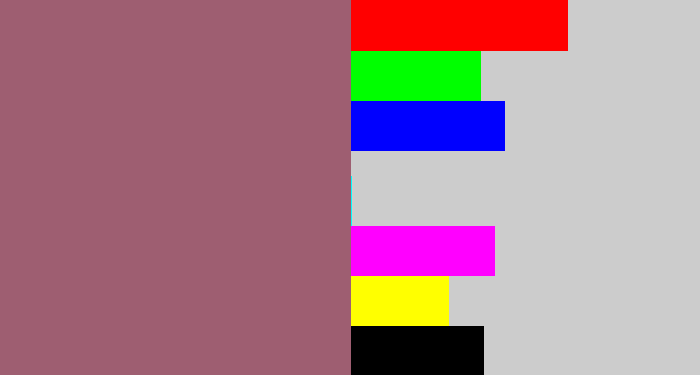 Hex color #9e5e71 - light plum