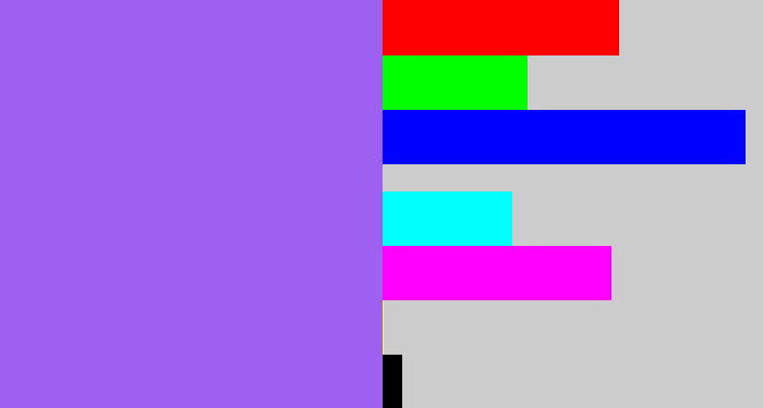Hex color #9e60f1 - lighter purple