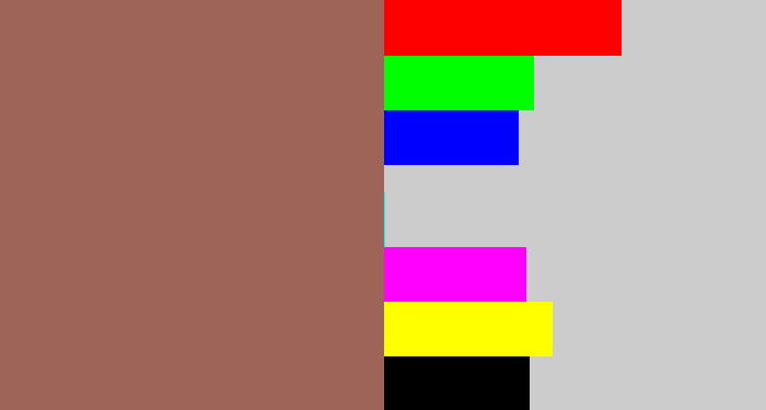 Hex color #9e6458 - brownish