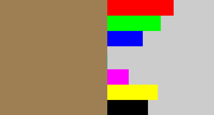 Hex color #9e7f54 - puce