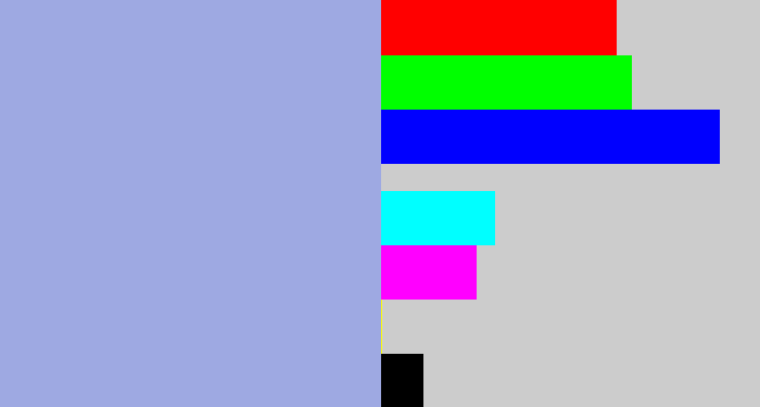 Hex color #9ea9e2 - light grey blue
