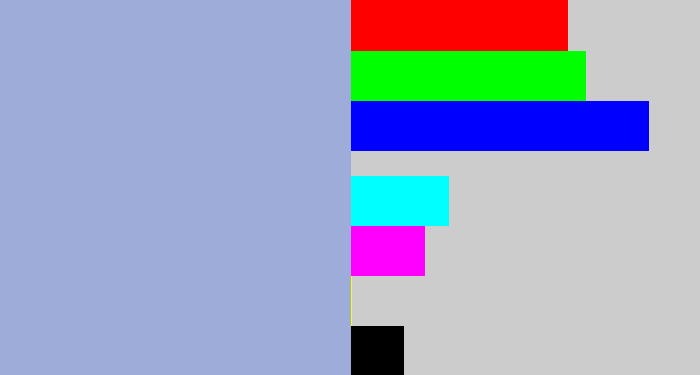 Hex color #9eacda - light grey blue