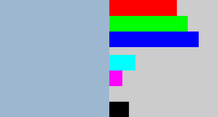 Hex color #9eb7d0 - light grey blue