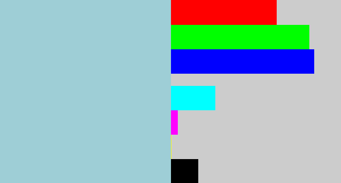 Hex color #9eced6 - light grey blue