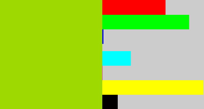 Hex color #9eda02 - slime green