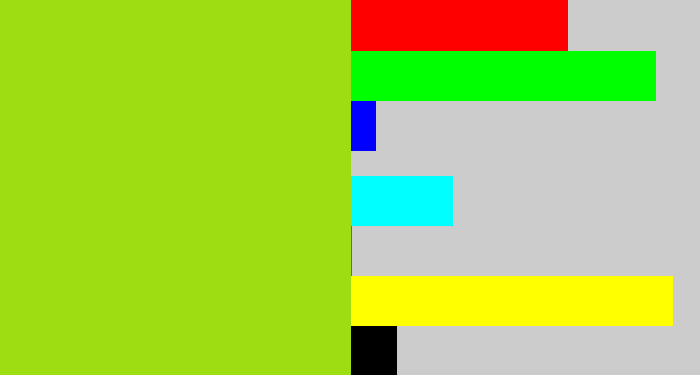 Hex color #9edd11 - yellowish green