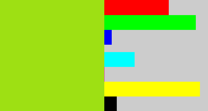 Hex color #9ee013 - yellowish green