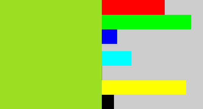Hex color #9ee026 - yellowish green