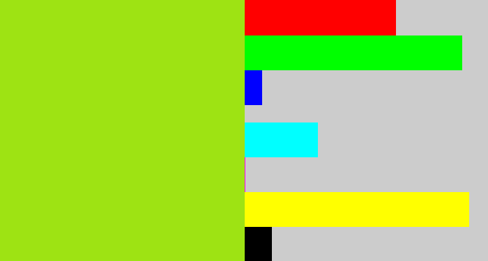 Hex color #9ee313 - yellowish green