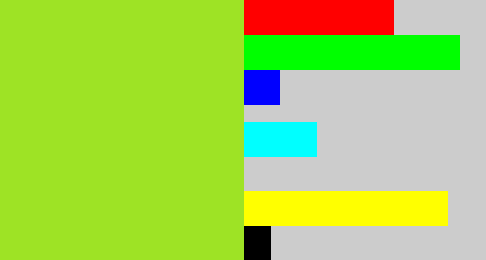 Hex color #9ee325 - yellowish green