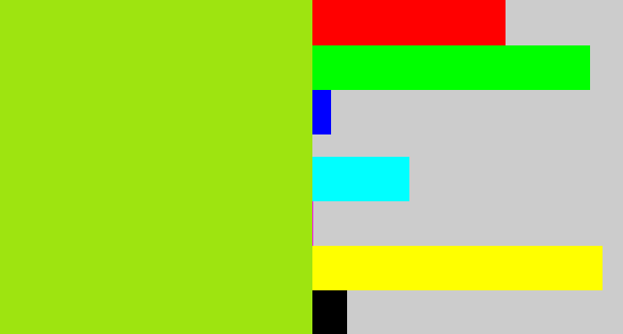 Hex color #9ee410 - yellowish green