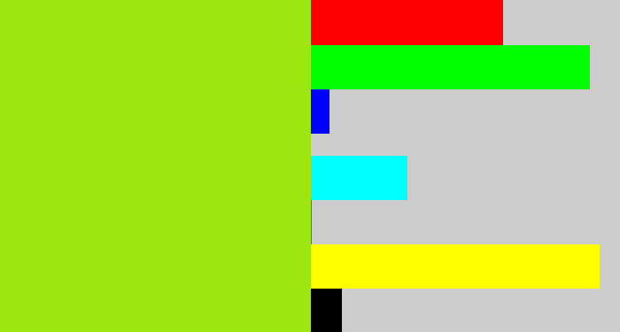 Hex color #9ee610 - yellowish green