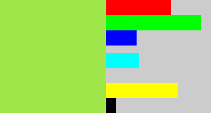 Hex color #9ee64a - kiwi