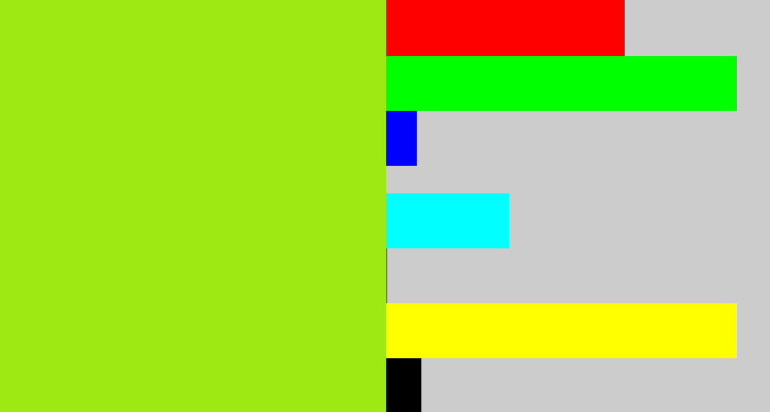 Hex color #9ee814 - yellowish green