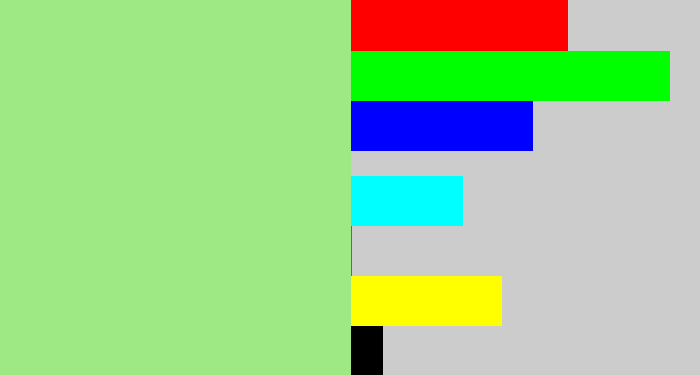 Hex color #9ee984 - light green