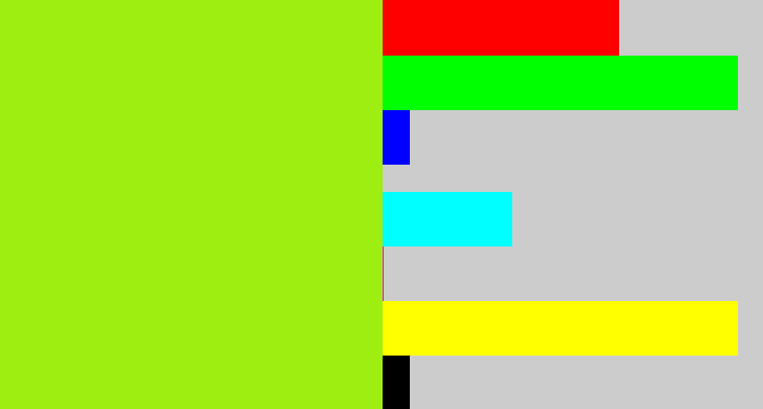 Hex color #9eee11 - acid green