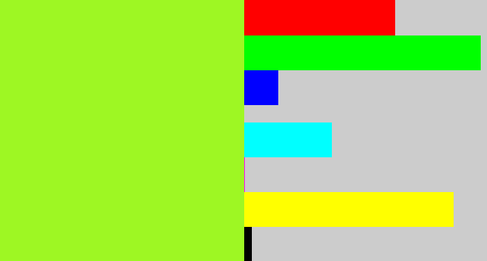 Hex color #9ef723 - lime