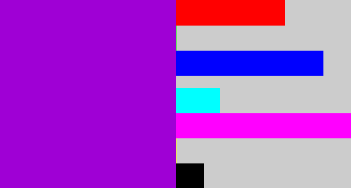 Hex color #9f00d5 - vibrant purple