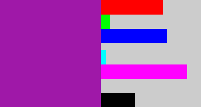 Hex color #9f18a8 - barney