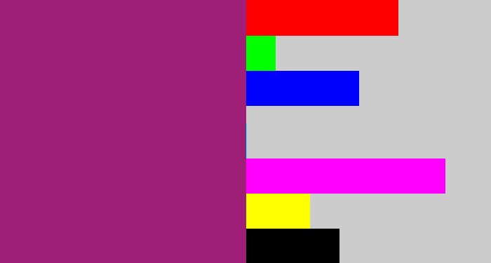Hex color #9f1e76 - warm purple
