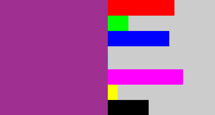 Hex color #9f3091 - warm purple