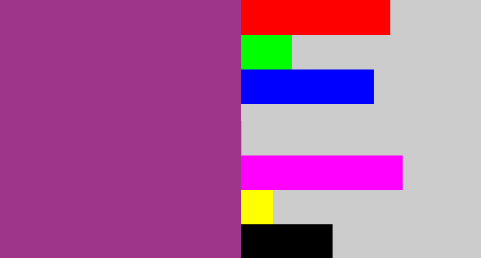 Hex color #9f358b - warm purple