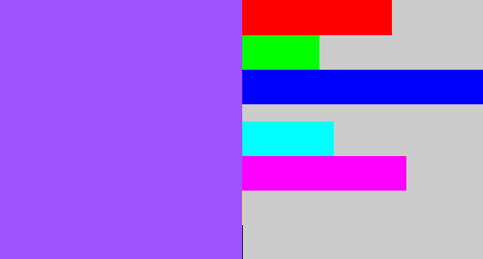 Hex color #9f52ff - lighter purple