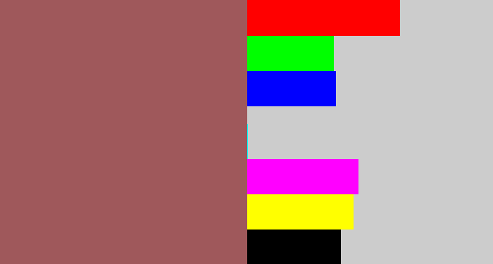Hex color #9f585b - light maroon
