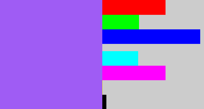 Hex color #9f5cf4 - lighter purple