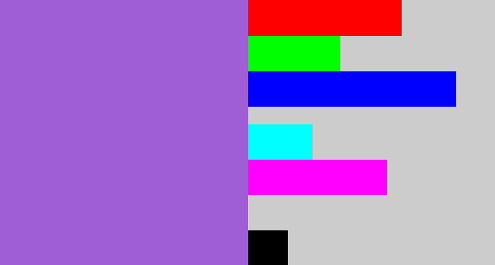 Hex color #9f5ed6 - lightish purple