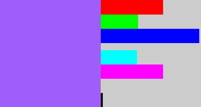 Hex color #9f5ef9 - lighter purple
