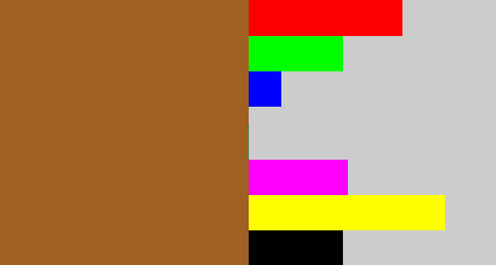 Hex color #9f6021 - sepia