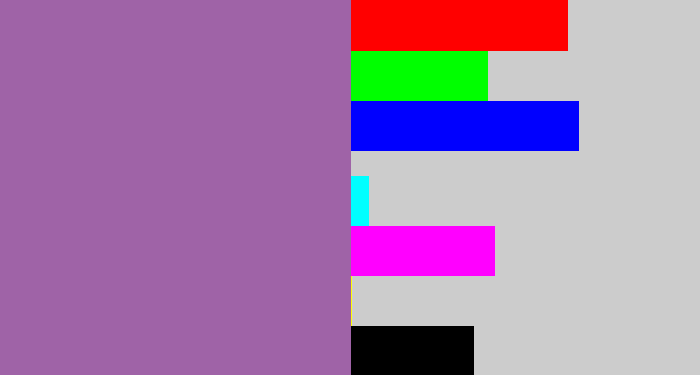 Hex color #9f63a7 - dark lilac