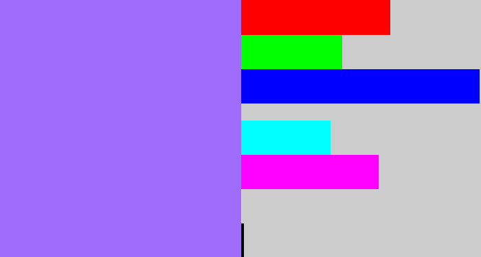 Hex color #9f6cfc - lighter purple