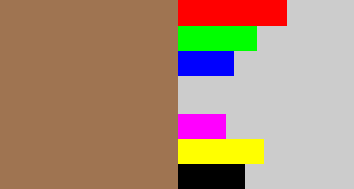 Hex color #9f7451 - mocha