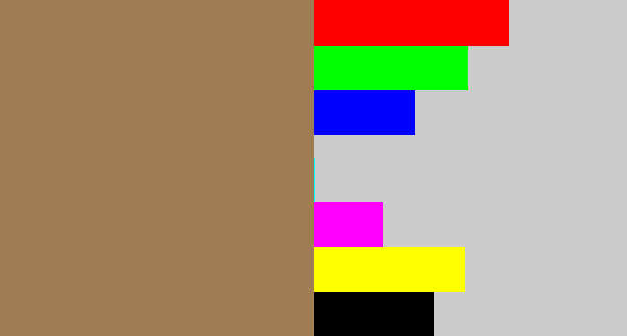 Hex color #9f7c52 - puce