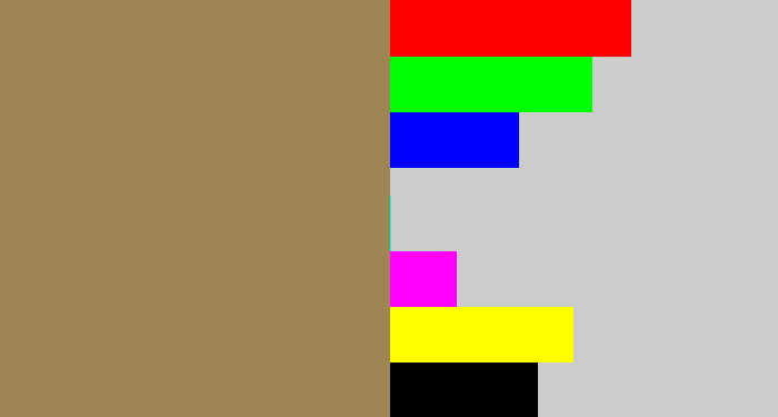 Hex color #9f8454 - puce