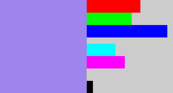 Hex color #9f84ed - perrywinkle