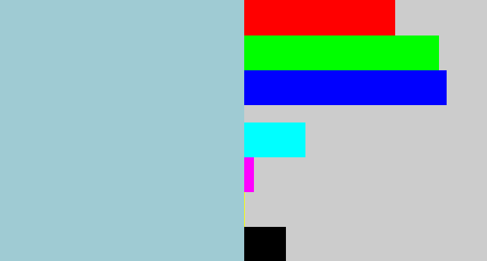 Hex color #9fcbd3 - light grey blue