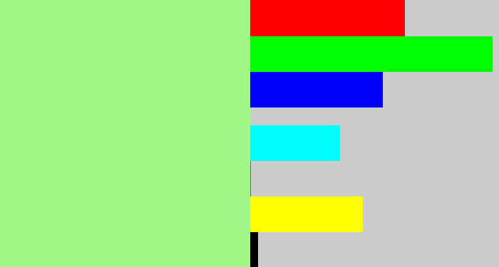 Hex color #9ff787 - light green