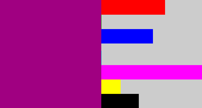 Hex color #a00081 - barney purple