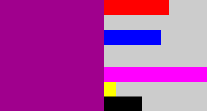 Hex color #a0008d - barney purple