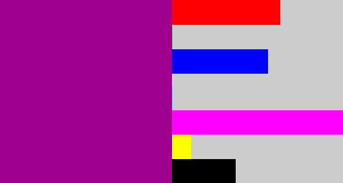 Hex color #a0008e - barney purple
