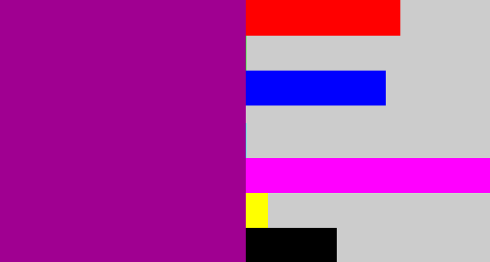 Hex color #a00091 - barney purple