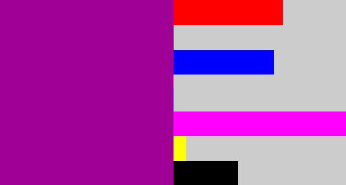 Hex color #a00095 - barney purple